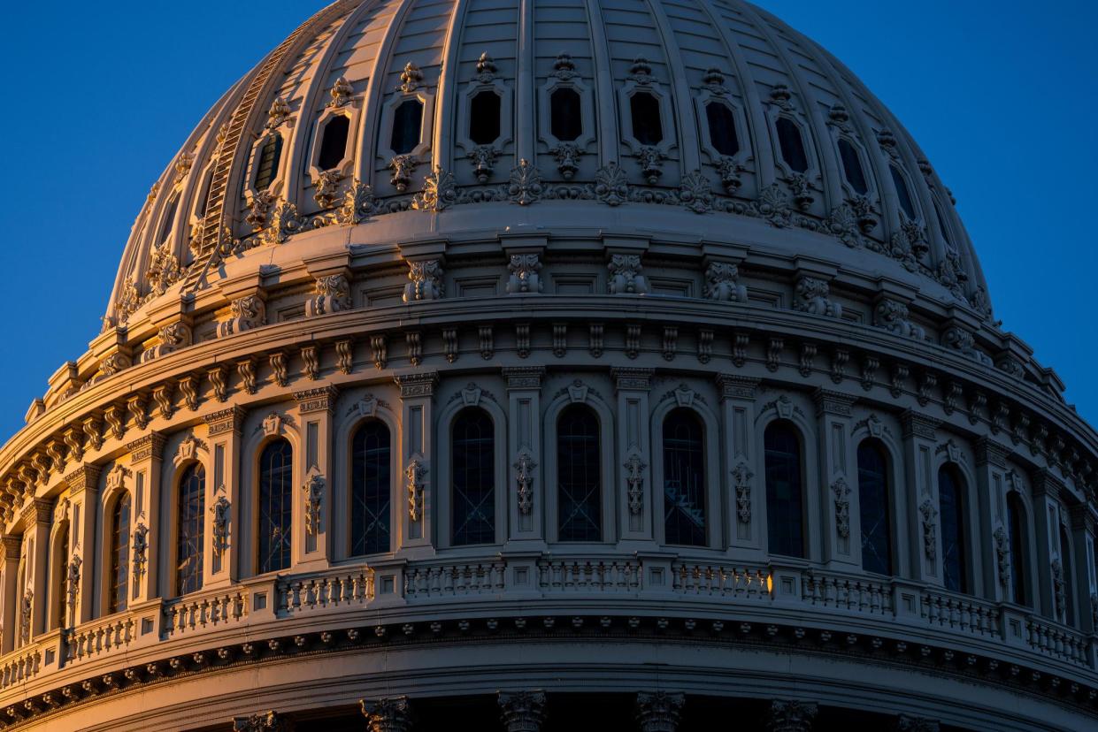 <span>The capitol in Washington DC on 17 January 2024. The Senate has voted to pass a $1.2tn spending package.</span><span>Photograph: Bill Clark/CQ-Roll Call via Getty Images</span>