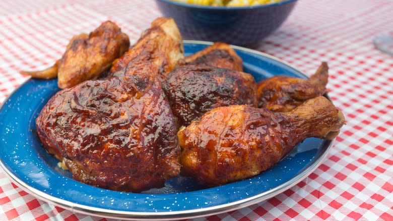 barbecued chicken on a plate