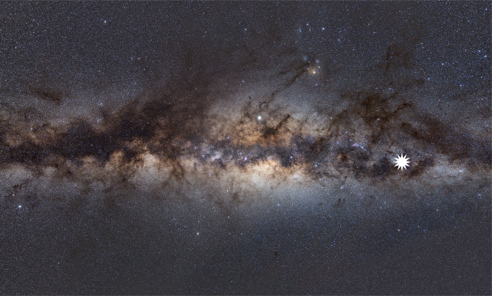 The star icon shows the position of the mysterious object in the Milky Way (ICRAR/PA)