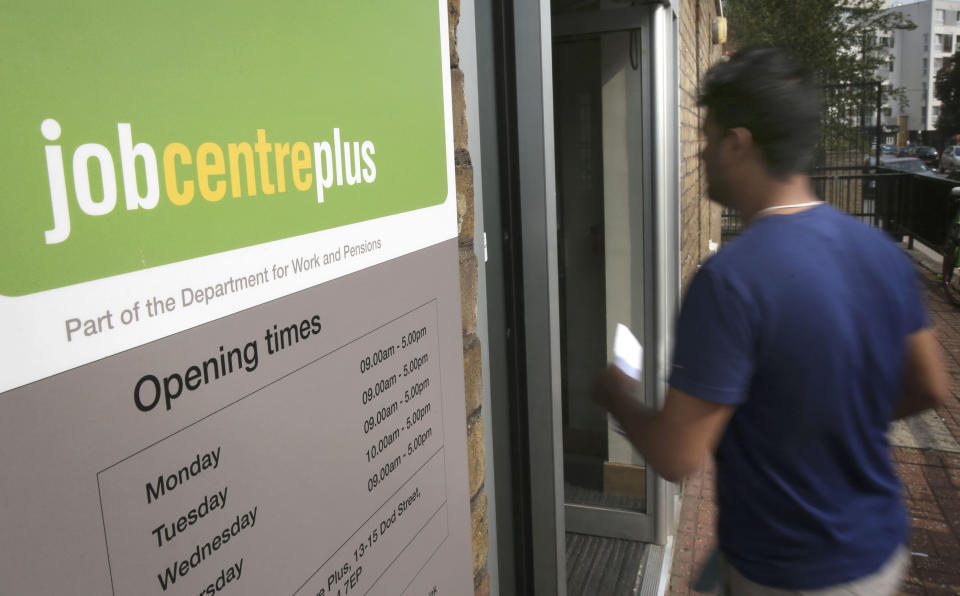 The entrance to a Jobcentre Plus near Westferry in East London.