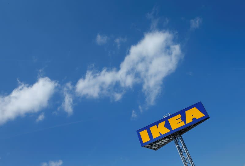 FILE PHOTO: The logo of IKEA is seen above a store in Voesendorf