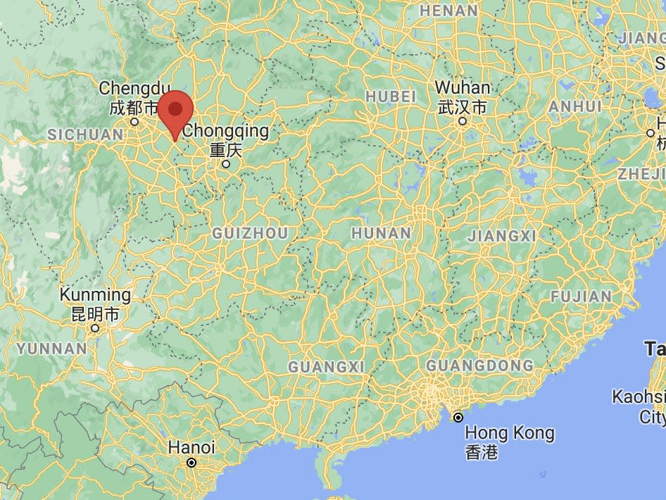 A map showing where Anyue county, Sichuan, China is.