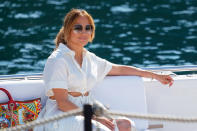 <p>Jennifer Lopez vacations in Portofino with friends during her cruise in the Mediterranean on July 31.</p>