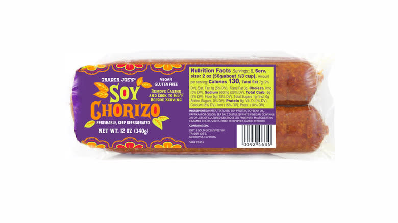 Package of soy chorizo