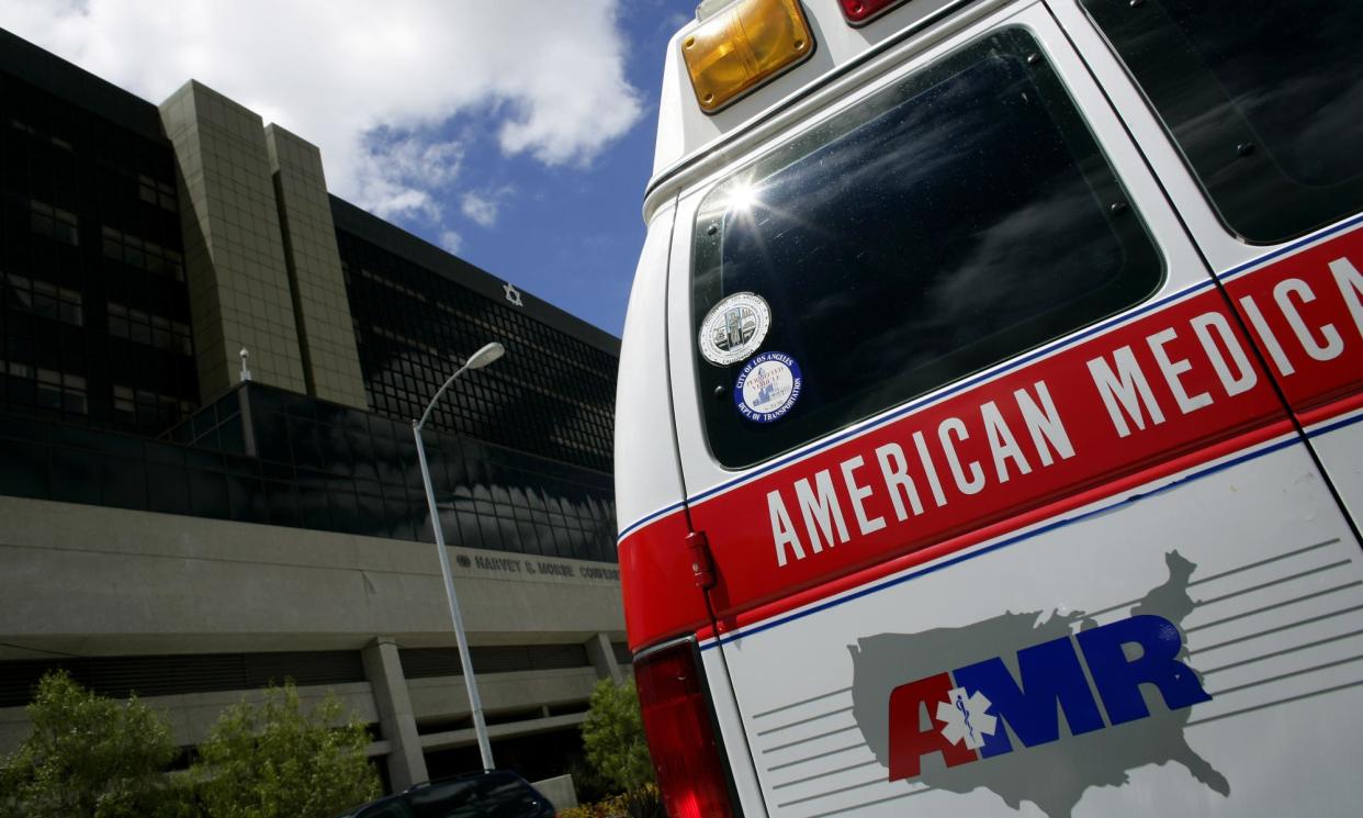 <span>An American Medical Response ambulance in California.</span><span>Photograph: Dan Chung/The Guardian</span>