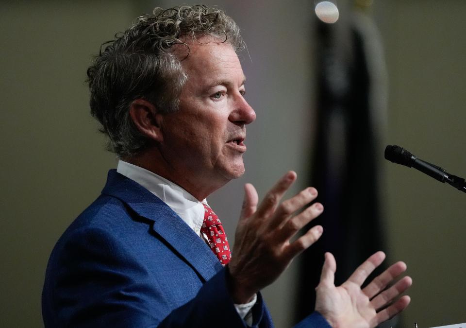 Senator Rand Paul addresses the VFW National Convention in Louisville, Kentucky, Monday, July 29, 2024