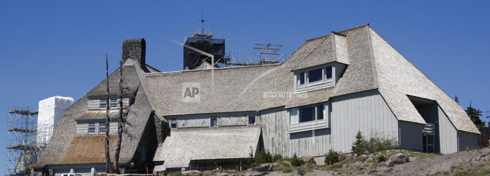 Timberline Lodge, noted in film for serving as the exterior of the Overlook Hotel in The Shining, is shown Aug. 15, 2010, Timberline Lodge, Ore. The Lodge, a National Historic Landmark, was built as a Works Progress Administration (WPA) project during the Great Depression. Seventy three years later, Timberline is once again the recipient of federal recovery dollars, this time to address some aging infrastructure, as well as normal wear and tear on the building. (AP Photo/Rick Bowmer)