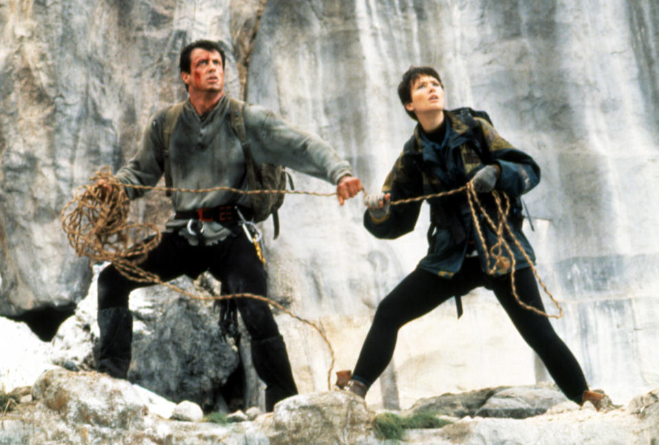 Stallone and Janine Turner in his career-revitalizing action hit, Cliffhanger. (TriStar Pictures/Courtesy Everett Collection)