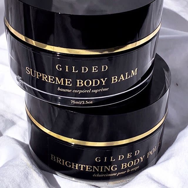 <p>One look at the packaging of Gilded's body products and you immediately know that you're in for a treat. Its Supreme Body Balm features a nourishing blend of Cupuacu butter and Meadowfoam seed oil, while its Brightening Body Polish contains sugar, Himalayan pink salt, dead sea salt, lychee extract, and vitamin E to keep skin looking its best.<br></p><p><a class="link " href="https://gildedbody.com/" rel="nofollow noopener" target="_blank" data-ylk="slk:SHOP NOW;elm:context_link;itc:0;sec:content-canvas">SHOP NOW</a></p><p><a href="https://www.instagram.com/p/CAbJS2yAoAj/&hidecaption=true" rel="nofollow noopener" target="_blank" data-ylk="slk:See the original post on Instagram;elm:context_link;itc:0;sec:content-canvas" class="link ">See the original post on Instagram</a></p>