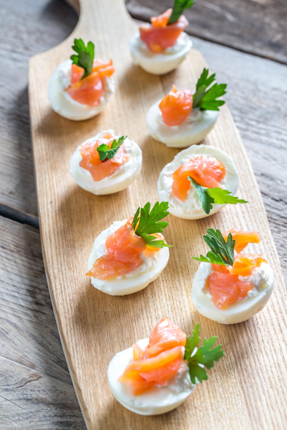 Smoked salmon deviled eggs