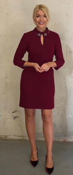 holly-willoughby-burgundy-dress-instagram