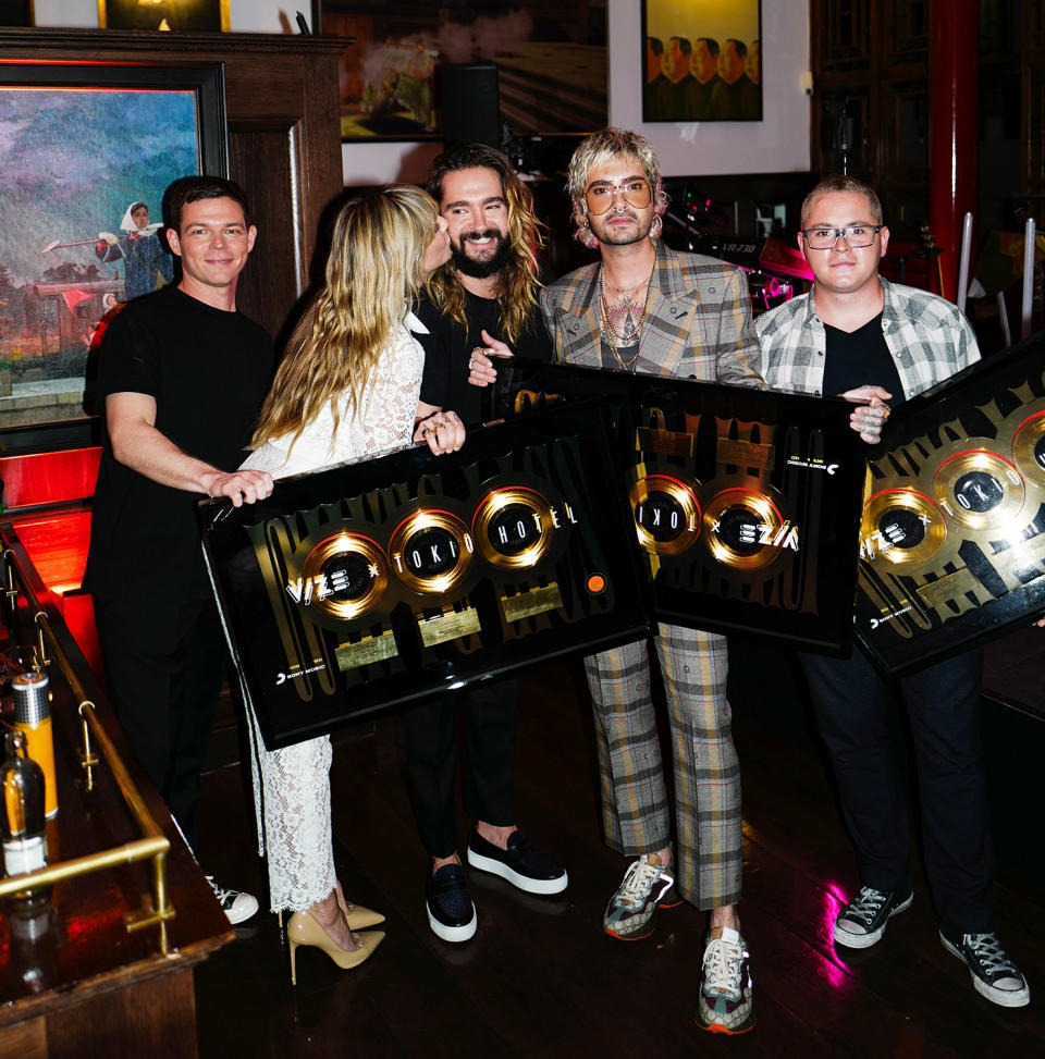 <p>Heidi Klum and her rocker husband Tom Kaulitz celebrate the Tokio Hotel album release party in Berlin on Oct. 22.</p>