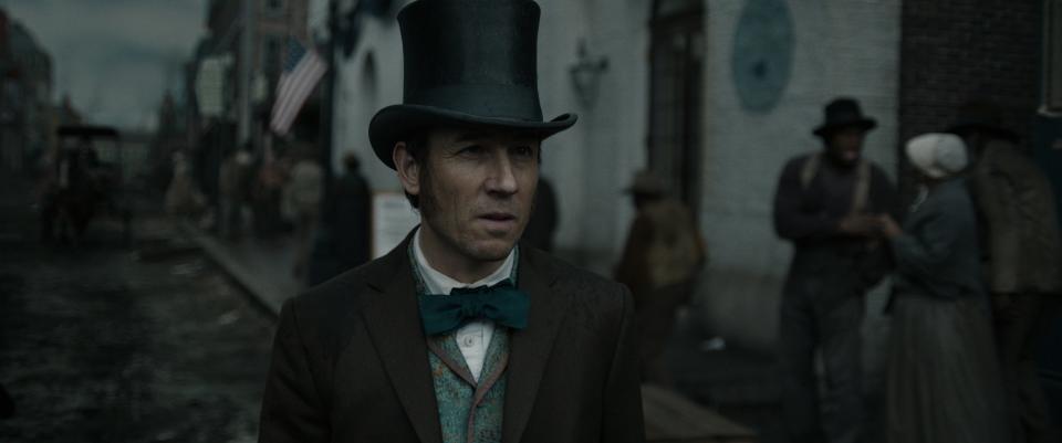 Tobias Menzies as Secretary of War Edwin Stanton, who led the real "Manhunt" for John Wilkes Booth.