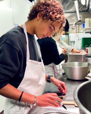 <p>Levi McConaughey Instagram</p> Matthew McConaughey's son Levi McConaughey cooking at Refettorio Paris.