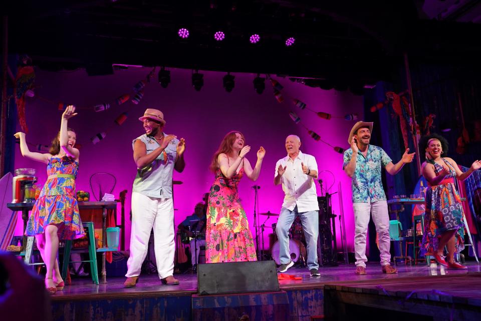 Frank Marshall (third from right) joins the cast of "Tales from Margaritaville: Jimmy's Ship Show," which he wrote with Jimmy Buffett. Marshall and Buffett also collaborated on the Broadway show, "Escape to Margaritaville."