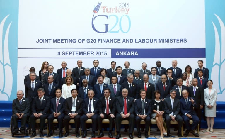 Finance ministers and central bank chiefs from the world's top 20 economies attend a two-day meeting in Ankara on September 4, 2015