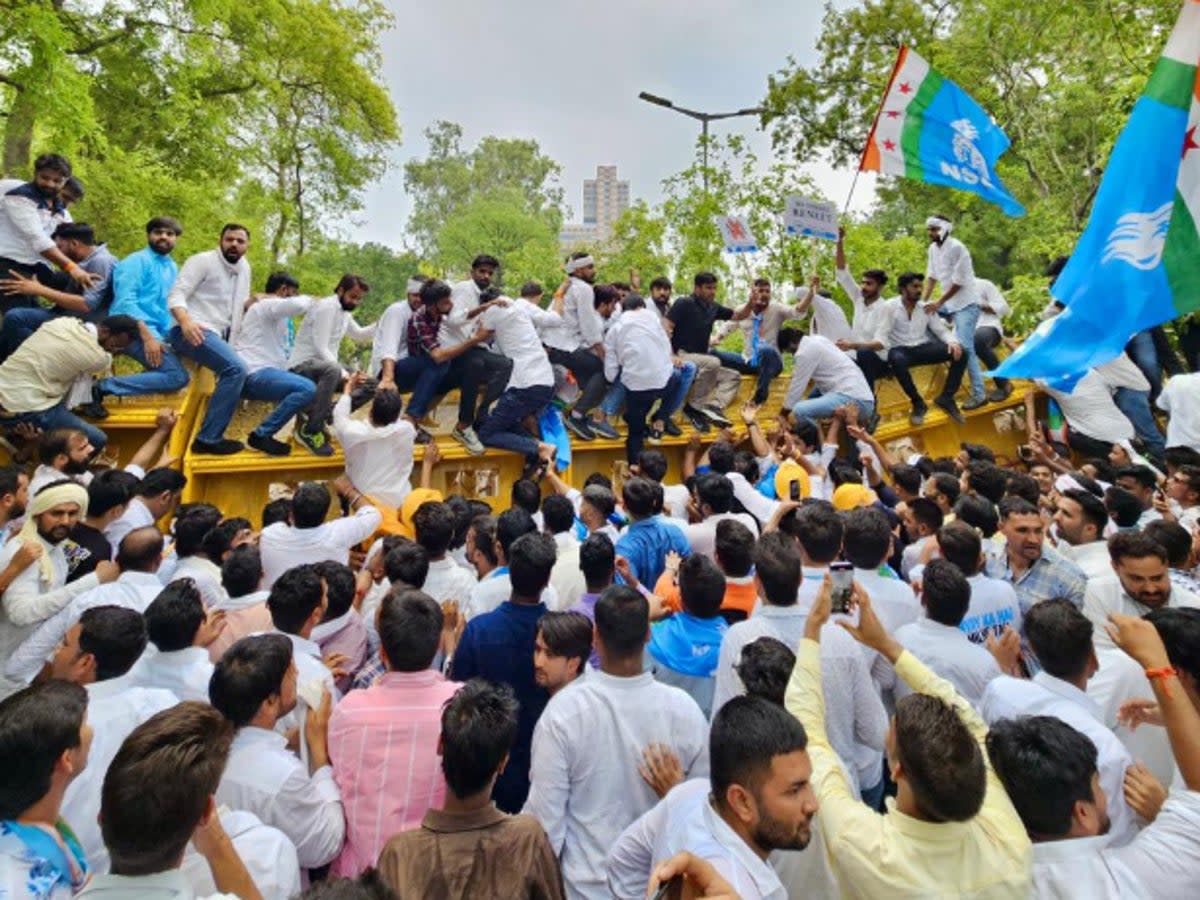 National Students’ Union of India (NSUI) protests in Delhi over exam paper leaks (NSUI/ Twitter)