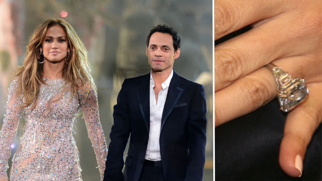 Some high-profile couplings last, some don't, but diamonds? Those last forever. Take Iggy Azalea's new bling, for instance. Los Angeles Lakers star Nick Young proposed to Iggy with a stunning custom-cut 10-carat diamond ring valued at $500,000. In honor of the Australian rapper's engagement, we've ranked the spectacular rocks that have graced some of Hollywood's most famous hands from smallest to largest for your ogling pleasure. <strong>.75-carat - Jessa Duggar</strong> Instagram The <em>19 Kids and Counting</em> star received a modest .75-carat diamond ring from Ben Seewald in September 2014, and the two tied the knot less than three months later. <strong>1-carat - Michelle Obama</strong> Getty Images President Barack Obama proposed to the First Lady with a beautiful round-cut diamond ring -- estimated to be 1-carat -- over a romantic candlelit dinner. The couple have since been married for over 20 years. <strong>PHOTOS: Best Celebrity Wedding Dresses</strong> <strong>2-carat - Keira Knightly</strong> Getty Images In spring of 2012, rocker James Righton gave the actress a 2-carat brilliant-cut solitaire diamond ring, which holds an estimated price tag of $40,000. The following May, the pair said their "I Do's" during a low-key ceremony in France. <strong> 3.02-carat - Nicole "Snooki" Polizzi </strong> Getty Images The <em>Jersey Shore</em> stars got engaged in early 2012 when Jionni LaValle proposed to Snooki with a 3.02-carat princess-cut diamond ring. Reportedly valued at $55,000, the ring includes a custom-built band adorned with 2-carats of diamonds. The pair later got married during a <em>Great Gatsby</em>-themed ceremony in New Jersey that aired on the final episode of <em>Snooki & JWOWW</em>. <strong>3.5-carat - Miley Cyrus</strong> Getty Images In 2012, Liam Hemsworth asked his <em>Last Song</em> co-star to marry him with a 3.5-carat cushion-cut diamond ring created by Neil Lane. The two later broke off their engagement, and Miley has reportedly since lost the ring, which is valued at over $100,000. <strong>4-carat - Reese Witherspoon</strong> Getty Images The Academy Award-winning actress received a gorgeous 4-carat Ashoka-cut diamond ring set on a pavé diamond-and-platinum band from Hollywood agent Jim Toth in late 2010. The couple recently celebrated their fourth wedding anniversary. <strong>PHOTOS: Celebs Who Had Secret Weddings</strong> <strong>4.5-carat - Jennifer Garner</strong> Getty Images The actress married Ben Affleck in 2005, after he proposed to her with a 4.5-carat cushion-cut diamond. The couple, parents to daughters Violet and Seraphina and son Samuel, have been battling breakup rumors as of late, just as their 10th anniversary approaches later this month. <strong>5-carat - Mila Kunis</strong> Getty Images After nearly two years of dating, Ashton Kutcher proposed to his former <em>That '70s Show</em> co-star with a minimalist-style engagement ring -- but there's nothing minimal about that diamond! Estimated to be 5 carats, the ring is likely worth upwards of $260,000. The two haven’t officially admitted to being married yet, but Mila's ring finger tells another story. <strong>6-carat - Lady Gaga</strong> Instagram/Getty Images Earlier this year, Taylor Kinney proposed to the pop star with a massive heart-shaped diamond designed by Lorraine Schwartz. Shortly after the engagement, Lady Gaga posted a photo of the ring, estimated at 6-carats, on Instagram captioned, "He gave me his heart on Valentine's Day, and I said YES!" <strong>7-carat - Blake Lively</strong> Getty Images Ryan Reynolds gave the <em>Age of Adaline</em> actress a beautiful 7-carat pink oval diamond set in rose gold. The $2 million ring received a matching band when Blake and Ryan exchanged vows in the fall of 2012. <strong>NEWS: Celeb Weddings We're Still Waiting For</strong> <strong>8-carat - Jennifer Aniston</strong> Getty Images Actor Justin Theroux popped the question back in August 2012 with an estimated 8-carat radiant-cut diamond, but the actors have yet to officially tie the knot. <strong>8.5-carat - Jennifer Lopez</strong> Getty Images Marc Anthony proposed to the platinum-selling artist with an 8.5-carat blue diamond ring, which is reportedly worth $4 million -- quite a step up from the 6.1-carat pink Harry Winston diamond that Ben Affleck gave J.Lo in 2002. The singers separated in 2011 and officially divorced three years later. <strong>NEWS: Iggy Steps Out With Engagement Ring</strong> <strong>14-carat - Avril Lavigne</strong> Getty Images Back in August 2012, Nickelback frontman Chad Kroeger popped the question to Avril with a 14-carat pear-shaped diamond ring. The Canadian crooners married a year later in the south of France. For their one-year anniversary, Chad reportedly gifted his wife with another diamond ring -- a 17-carat emerald cut! <strong>15-carat - Kim Kardashian</strong> Getty Images Kanye West proposed to the stylish reality star in front of family and friends with a flawless 15-carat cushion-cut diamond ring, estimated to be worth <em>more</em> than the 20-carat ring Kim received from Kris Humphries in 2011. Kimye later exchanged vows in Florence, Italy, and the high-profile pair recently celebrated their first anniversary of marriage. <strong>16-carat - Angelina Jolie</strong> Getty Images After dating for seven years, Brad Pitt proposed to Angelina with a unique 16-carat table-cut sparkler, which has an estimated value of $500,000. The duo later held their wedding ceremony at Chateau Miraval in France. <strong>17-carat - Mariah Carey</strong> Getty Images The "Infinity" singer received a $2.5 million Jacob & Co. engagement ring from Nick Cannon in 2008, and the famous duo were married mere weeks after becoming engaged. Flanked by 58 pink diamonds, the 17-carat emerald-cut pink center diamond boasts two half-moon gems on each side. Six years later, the couple separated, and they're currently going through a very public split. <strong>18-carat - Beyoncé</strong> Getty Images The music mogul popped the question to the Grammy Award-winning songstress with a Lorraine Schwartz-designed 18-carat sparkler valued at over $5 million. The power couple later exchanged vows during an intimate New York City ceremony in April 2008 and now have a three-year-old daughter, Blue Ivy. <strong>PHOTOS: Celeb Weddings We Want to Be At</strong> <strong>18-carat - Kate Middleton</strong> Getty Images Originally purchased for Princess Diana in 1981, Kate Middleton's engagement ring is now worth $500,000 and features a 12-carat sapphire surrounded by 14 diamonds -- perfectly fit for a princess! Proud parents to 22-month-old Prince George and newborn Princess Charlotte, Kate and Prince William recently celebrated their fourth wedding anniversary. <strong>24-carat - Paris Hilton</strong> Getty Images In 2005, Paris Hilton received a massive 24-carat canary diamond ring from Greek shipping heir and socialite Paris Latsis. The rock was valued at $4.7 million, but money doesn't buy love -- the same-named couple called off their wedding four months later. <strong>Bonus: Victoria Beckham</strong> Getty Images When David Beckham first proposed to the former Spice Girl in 1998, he did so with a modest (by celebrity standards) 3-carat marquise-cut diamond on a yellow band. Since then, Victoria has upgraded to a collection of 13 engagement rings from the soccer star, including a pear-shaped diamond that is estimated to be between 15- and 17-carats.