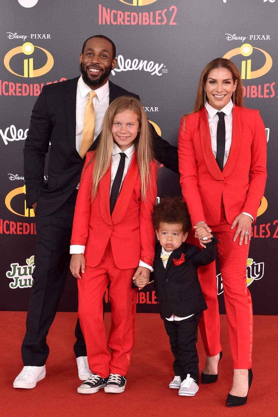 Dancers Stephen "tWitch" Boss and Allison Holker, daughter Weslie Fowler and son Maddox Laurel Boss attend the World Premiere of Disney and Pixar's 'Incredibles 2' on June 5, 2018 in Los Angeles, California.