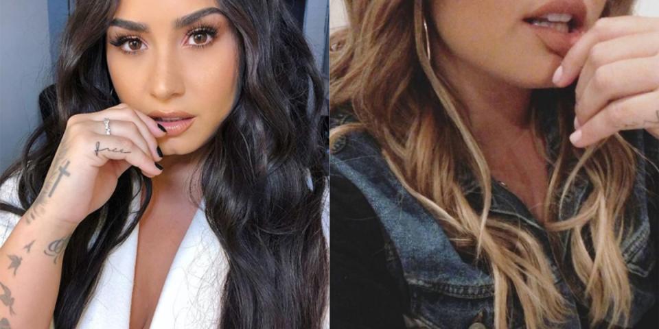 <p>Demi decided to make a big change and go blonde, showing off the new look on her Instagram story. Maybe it has something to do with her <a href="https://www.seventeen.com/celebrity/a22161114/demi-lovato-g-eazy-spotted-holding-hands-dating/" rel="nofollow noopener" target="_blank" data-ylk="slk:possible budding new romance.;elm:context_link;itc:0;sec:content-canvas" class="link ">possible budding new romance.</a></p>