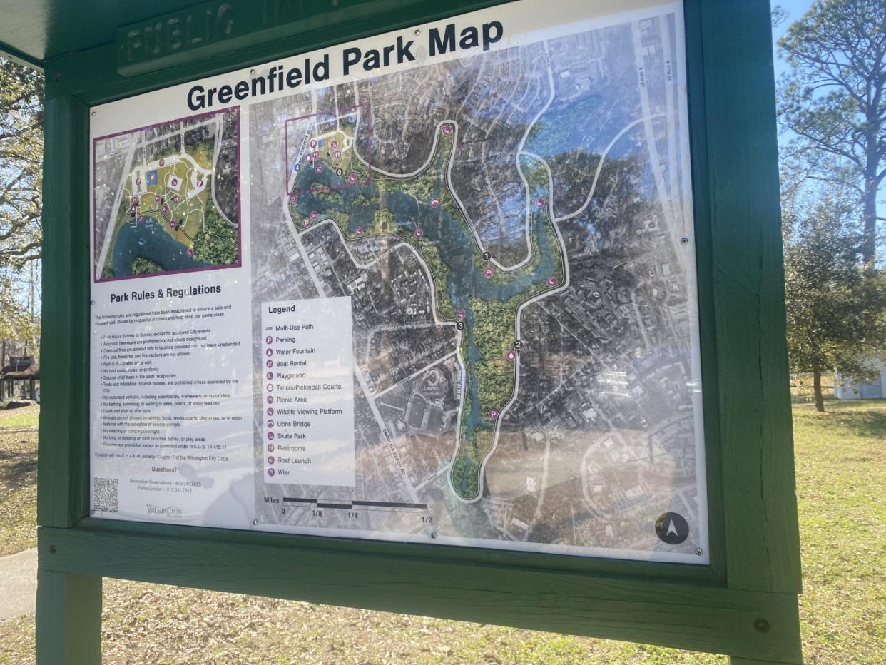 Greenfield Park has many features, including five miles of paved trail, seven pavilions, a paddleboat dock and a skate park.