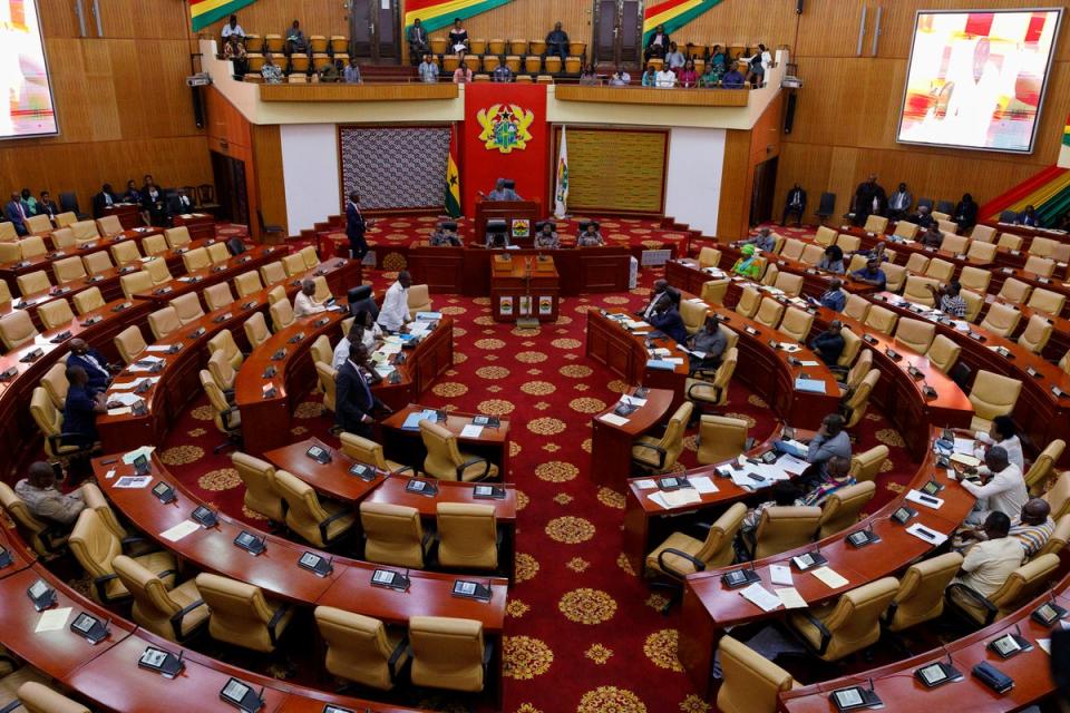 Ghana’s parliament passed a highly controversial anti-LGBTQ+ bill on Wednesday that could send some people to prison for more than a decade (AP/Misper Apawu)