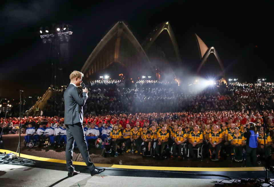 Prince Harry at Opening Ceremony of the Invictus Games 2018 at the Sydney Opera House. Source: Getty