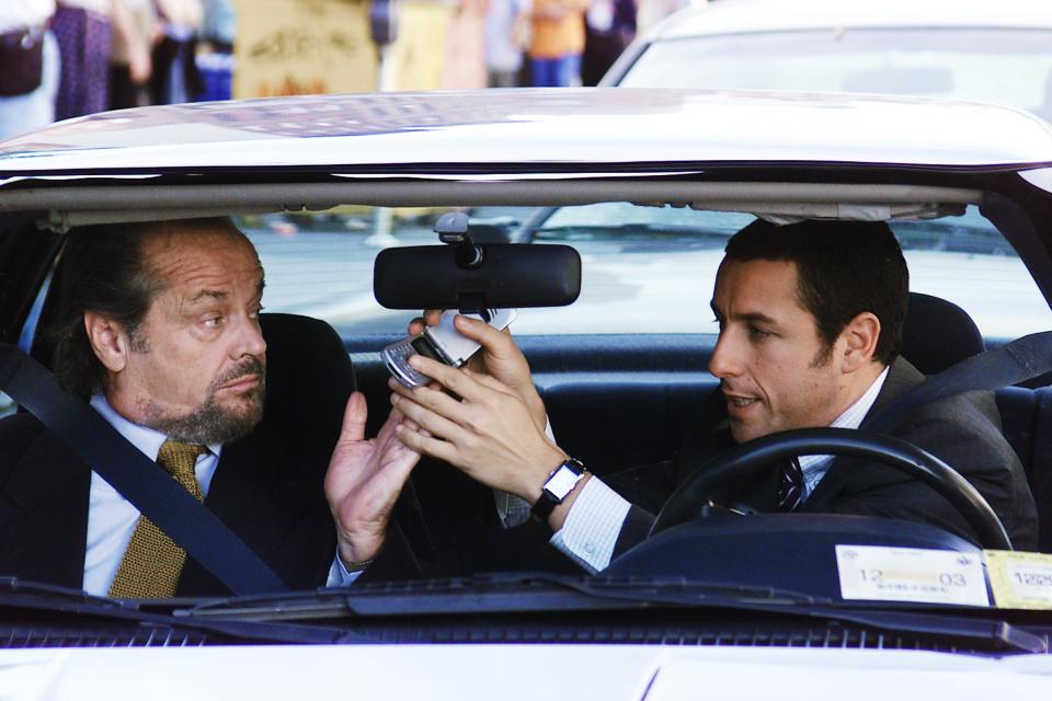 A doctor (Jack Nicholson, left) finds his unorthodox techniques don't work on a new patient (Adam Sandler) in "Anger Management."