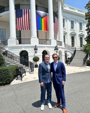 <p>Chasten Buttigieg Instagram</p> Chasten Buttigieg (left) and Pete Buttigieg at the White House in 2023