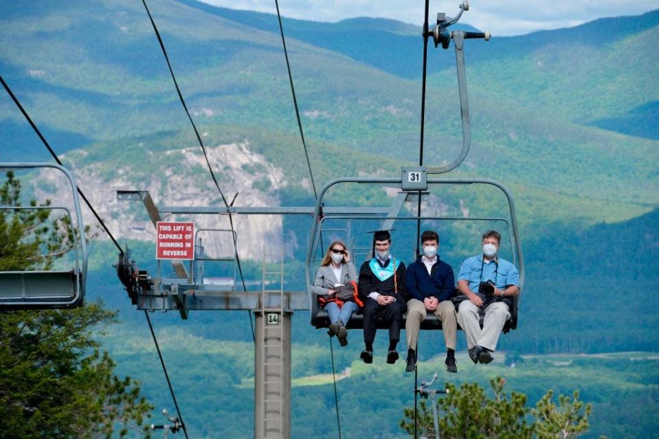 June 13: Kenneth High School seniors and family ride a ski lift to the summit of Cranmore Mountain in North Conway, New Hampshire, for graduation. (Getty Images)