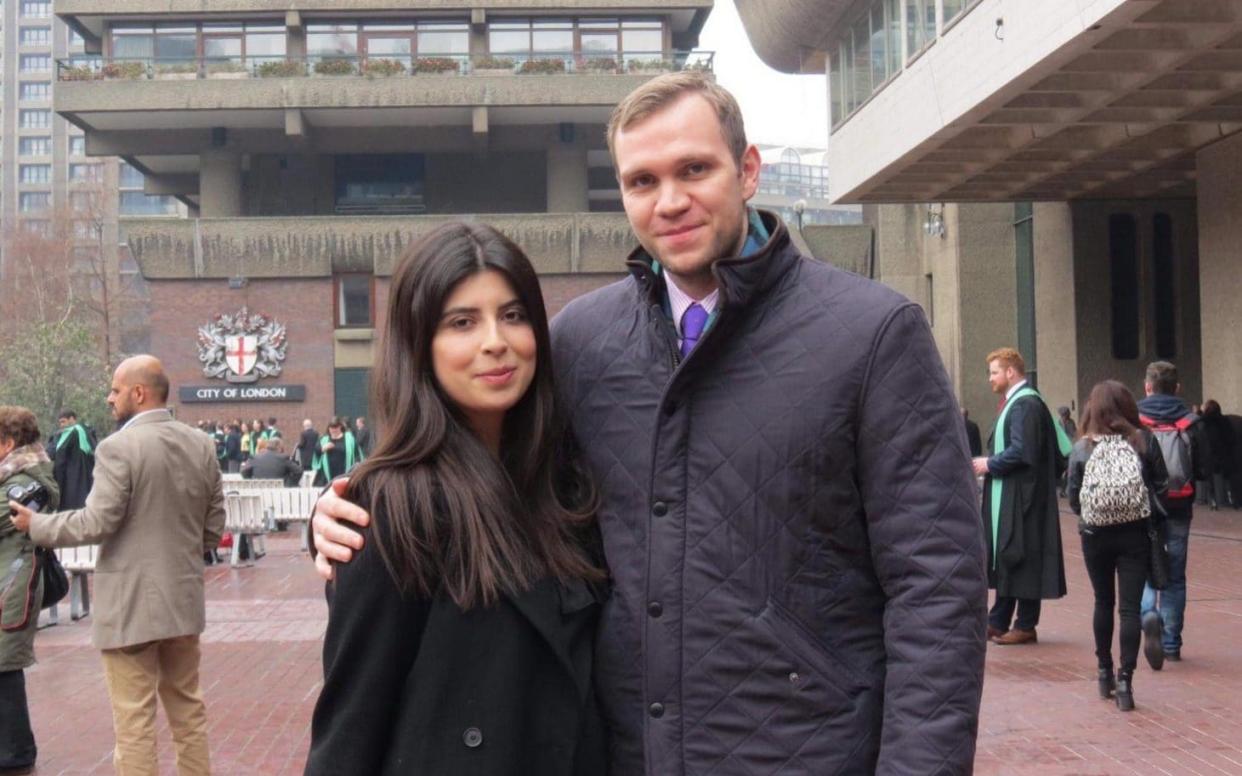 Matthew Hedges with his wife Daniela Tejada - PA