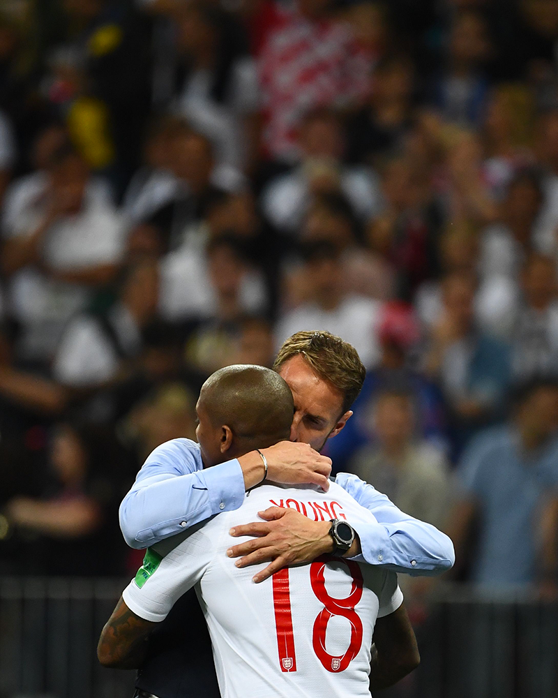 Gareth Southgate consoles Ashley Young after the final whistle (Getty)