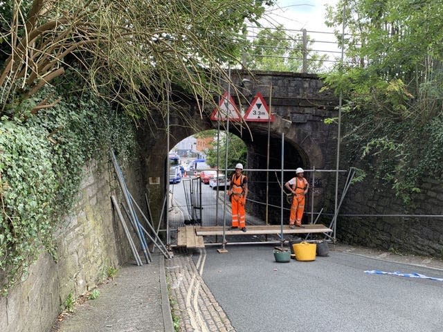 Lorry hits railway bridge