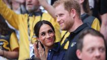 <p> Goofy? Not quite. But charmingly smitten for sure. </p> <p> Despite Harry's attention being on an event happening during the 2023 Invictus Games, Meghan was caught sneaking loving glances at her husband, no doubt enjoying sharing in her significant other's passions. </p>