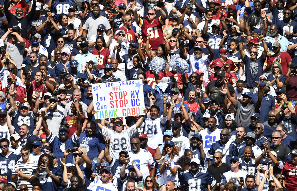 Both Cowboys and Redskins fans tuned in on Sunday afternoon. (Getty)