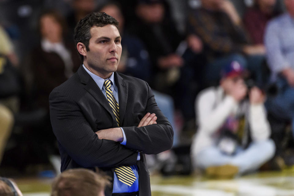 Georgia Tech coach Josh Pastner watches his team during the first half of an NCAA college basketball game against Pittsburgh on Wednesday, Feb. 20, 2019, in Atlanta. (AP Photo/Danny Karnik)