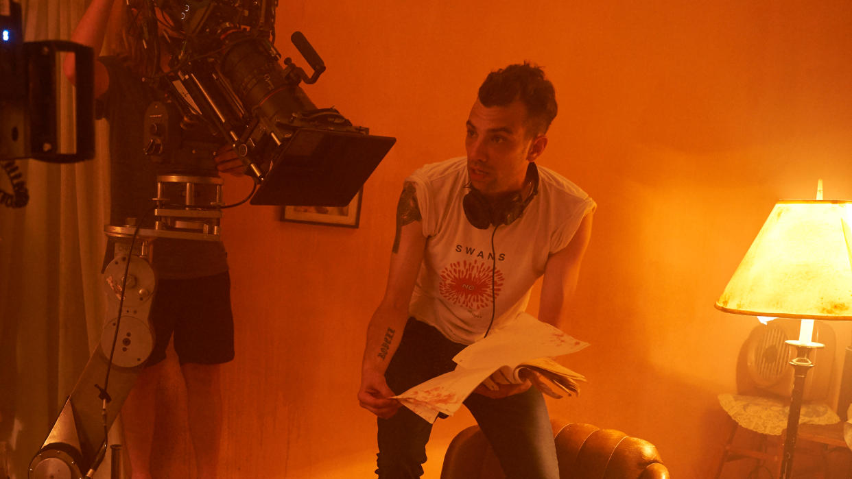 Jay Baruchel gets behind the camera on the set of 'Random Acts of Violence'. (Credit: Shudder)                               