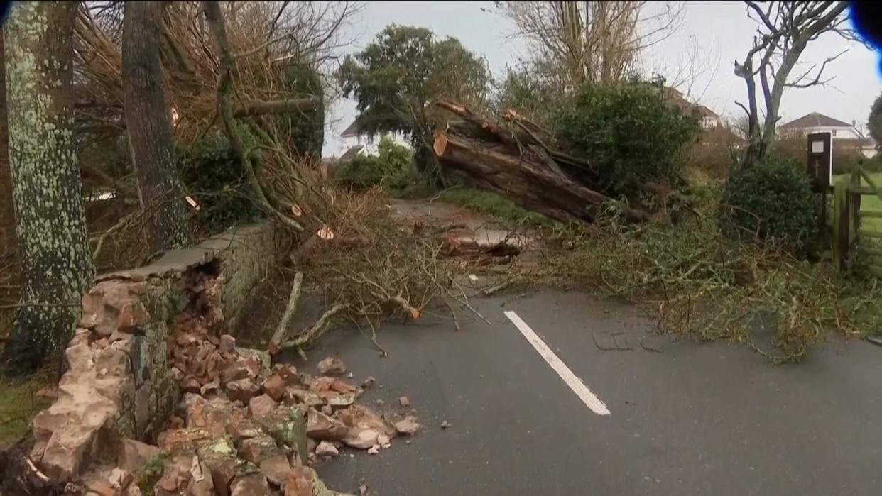 The devastating aftermath of Storm Ciaran in Jersey captured by drone (AP)