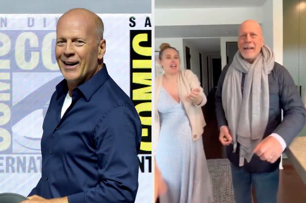 Bruce Willis in 2018 (left) and on his birthday over the weekend (right)