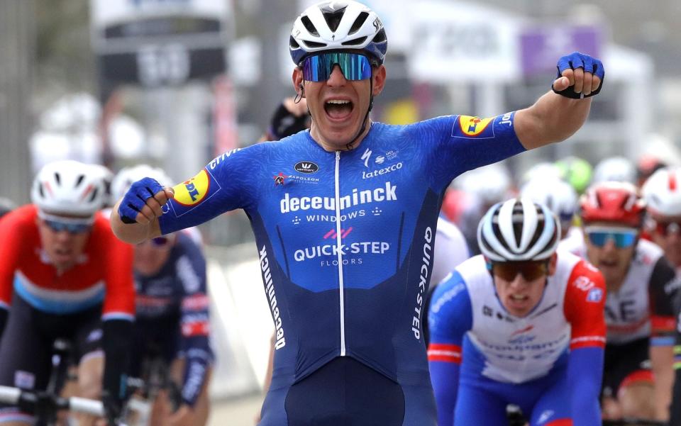 Davide Ballerini — Davide Ballerini strikes for Deceuninck-Quick Step at Omloop Het Nieuwsblad - EPA