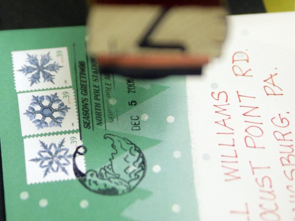 Letters to Santa get a special postmark from the North Pole.