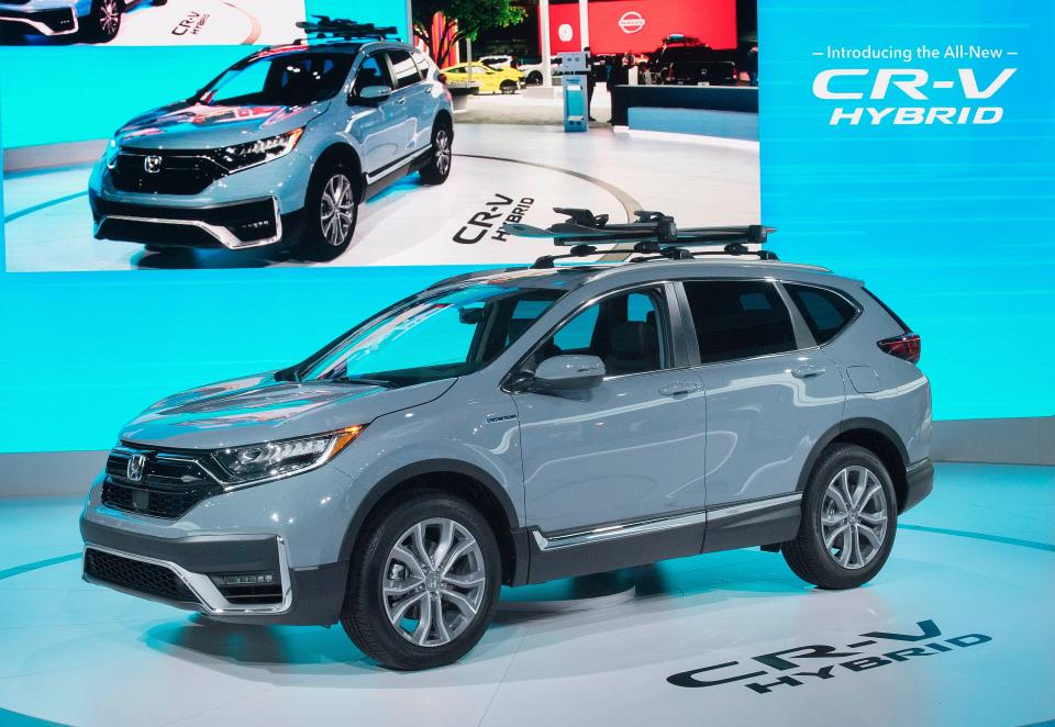 The 2020 Honda CR-V Hybrid at the 2019 Los Angeles Auto Show in Los Angeles on November 21, 2019.