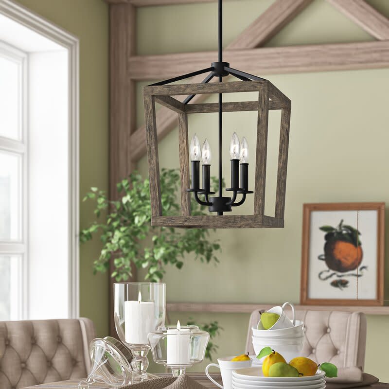 4-Light Lantern Geometric Chandelier. Image via Wayfair.