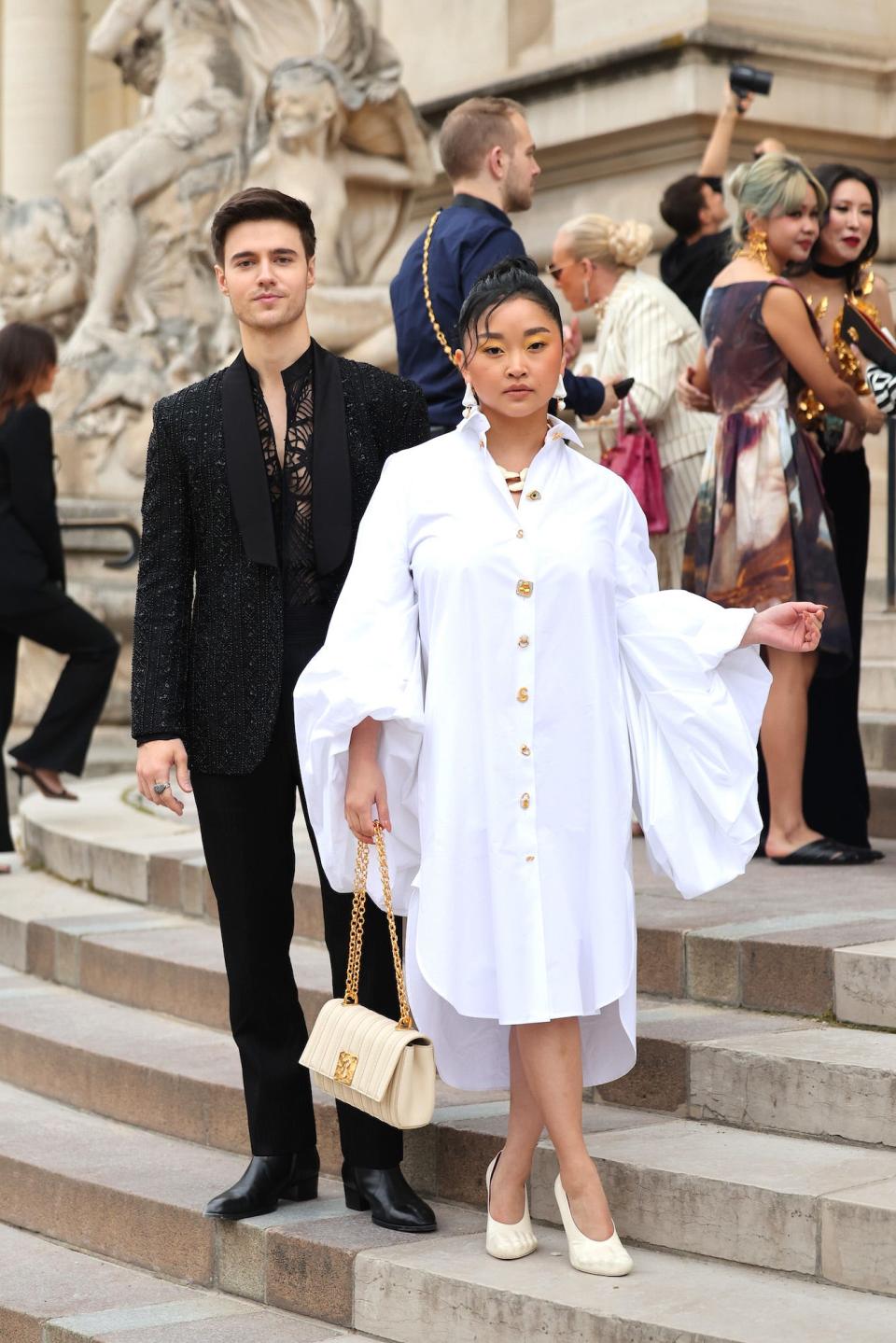 Lana Condor attends the Schiaparelli runway show in Paris, France, on July 3, 2023.