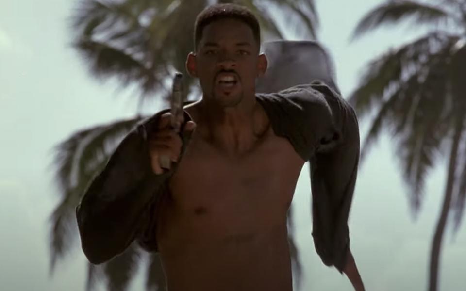 Will Smith running with a gun in "Bad Boys."