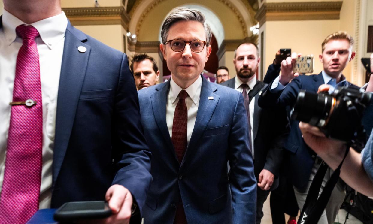 <span>Mike Johnson in the US Capitol in Washington DC, on 20 April 2024.</span><span>Photograph: Jim Lo Scalzo/EPA</span>