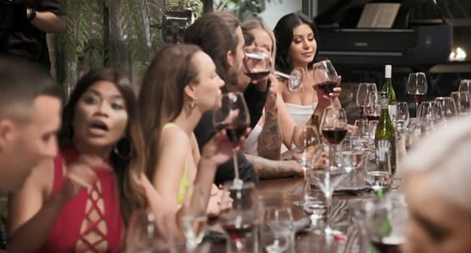 Another shot showed a cameramen awkwardly hovering behind the dinner party’s main table. Photo: Channel Nine