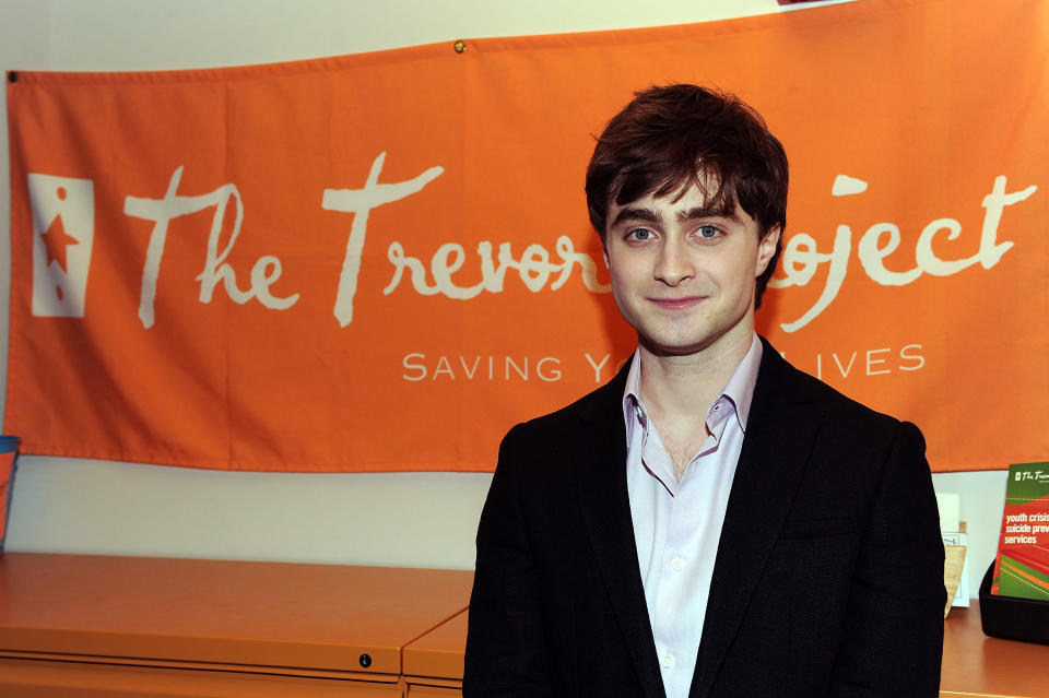 Actor Daniel Radcliffe visits Trevor Project's eastcoast call center on February 26, 2010 in New York City.  (Photo by Andrew H. Walker/Getty Images)