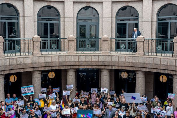 PHOTO: People demonstrate at the Texas State Capitol on April 20, 2023 in Austin, Texas. (Brandon Bell/Getty Images)