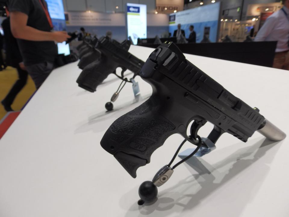 Weapons on display at the 2017 DSEI arms fair (Lizzie Dearden)